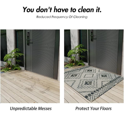 Bohemian Entryway Rug Decorative Floor Mat Indoor Outdoor Non-Slip Door Mat