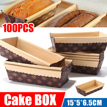 100Pcs Rectangular Cake Cupcake Liners For Baking Muffin And Pastry Use
