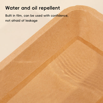 100PCS Kraft Paper Plates Lunch Box Food-Grade Water abd Oil Repeleent Outdoor