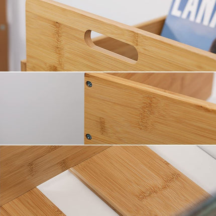 Bamboo Wood Record Stand Large Capacity Space Saving Vinyl Collection Display