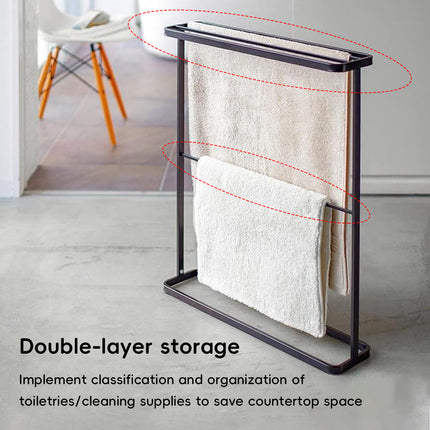 Freestanding Bathroom Towel Rack Metal 64.5x15x75cm Black/White Space Saving