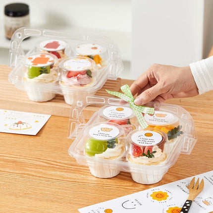 Clear Pastry Cake Box with Handle Portable Dessert Packaging Bakery Box Takeaway