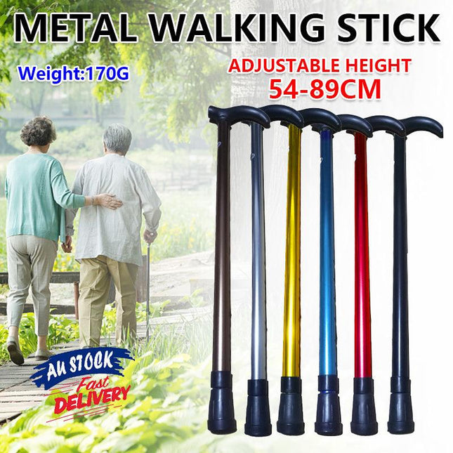 Metal Walking Stick Travel Folding Cane Pole Compact Adjustable Lightweight New - Aimall