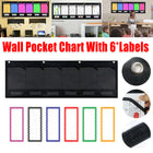 Wall Pocket Chart with 6 Labels Durable Oxford Cloth for School Office Documents