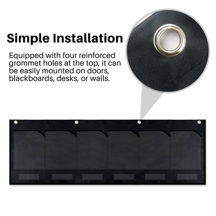 Wall Pocket Chart with 6 Labels Durable Oxford Cloth for School Office Documents