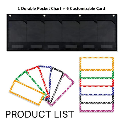 Wall Pocket Chart with 6 Labels Durable Oxford Cloth for School Office Documents