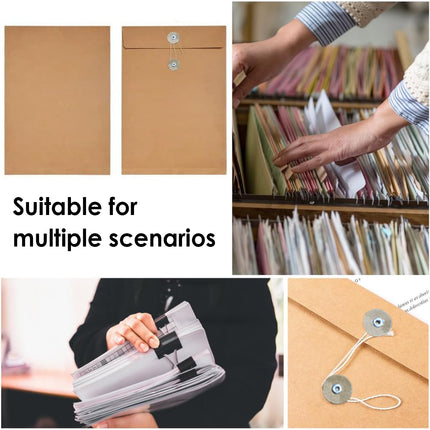 100pcs Kraft Paper File Bag Thickened Office Document Storage Envelope Durable