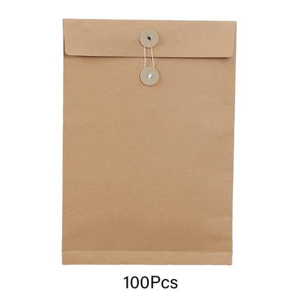 100pcs Kraft Paper File Bag Thickened Office Document Storage Envelope Durable