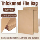 100pcs Kraft Paper File Bag Thickened Office Document Storage Envelope Durable