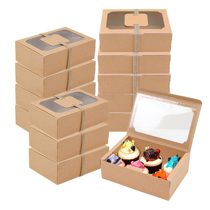 24PCS Kraft Candy Box with Clear Window Easy to Assemble Durable Gift Boxes