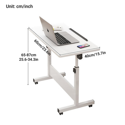 Moveable Foldable Table with Wheels Adjustable Height Space Saving Home Bedroom