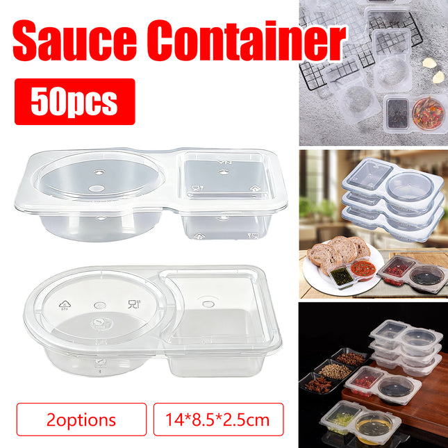 50PCS Disposable Takeaway Sauce Containers with Lids Food Grade Home Delivery