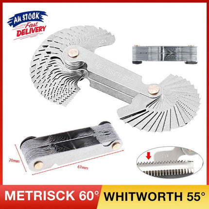 52 Blade Thread Pitch Gauge Metric 60 Degree and Whitworth 55 Degree Screw Tool