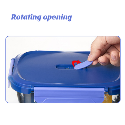 Glass Food Storage Container 1040ml Lunch Bento Box with Lid for Kitchen Prep