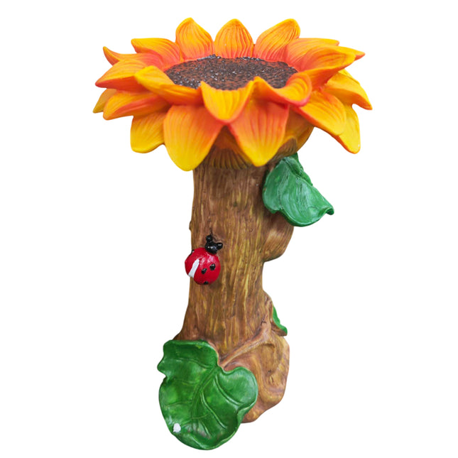 Resin Sunflower Bird Drinker Ornament Outdoor Garden Decoration for Birds to Use