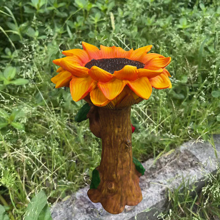 Resin Sunflower Bird Drinker Ornament Outdoor Garden Decoration for Birds to Use
