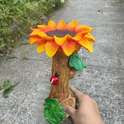 Resin Sunflower Bird Drinker Ornament Outdoor Garden Decoration for Birds to Use