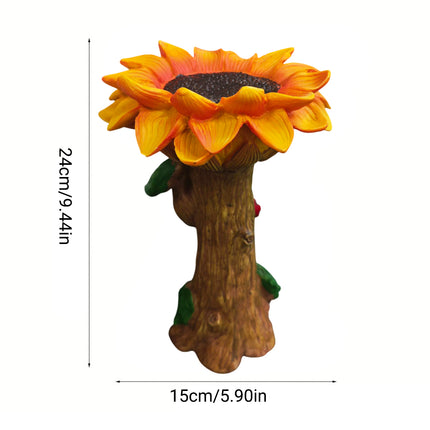 Resin Sunflower Bird Drinker Ornament Outdoor Garden Decoration for Birds to Use