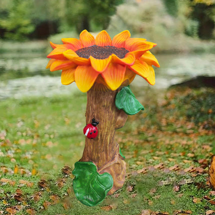 Resin Sunflower Bird Drinker Ornament Outdoor Garden Decoration for Birds to Use