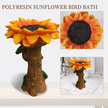 Resin Sunflower Bird Drinker Ornament Outdoor Garden Decoration for Birds to Use