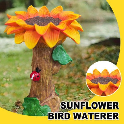 Resin Sunflower Bird Drinker Ornament Outdoor Garden Decoration for Birds to Use