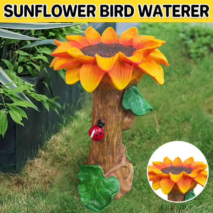 Resin Sunflower Bird Drinker Ornament Outdoor Garden Decoration for Birds to Use