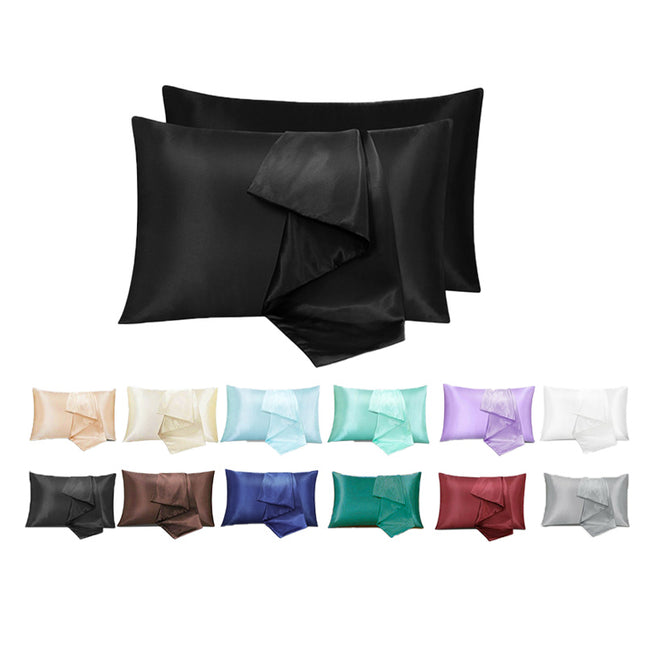 2X Satin Pillow Case Bedroom Pillowcase Cushion Covers Home Decor Luxury Slip