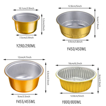 50PCS Thickened Round Aluminum Foil Containers with Plastic Lids