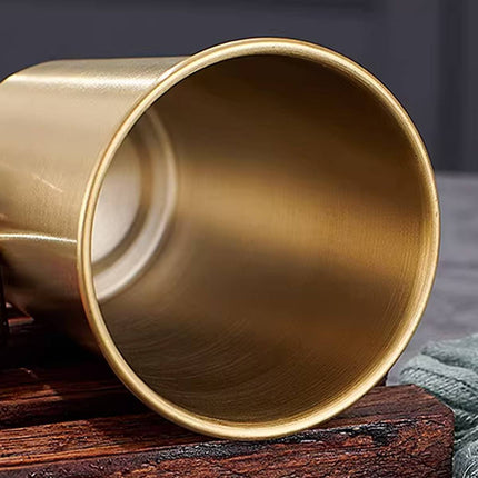Stainless Steel Cup Set 6pcs Gold 400ml Curled Lip 304 Cold Drink Pint