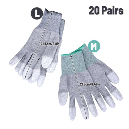 20 Pairs Anti Static Carbon Fibre PU Coated Gloves Electronics Assembly Use Pro