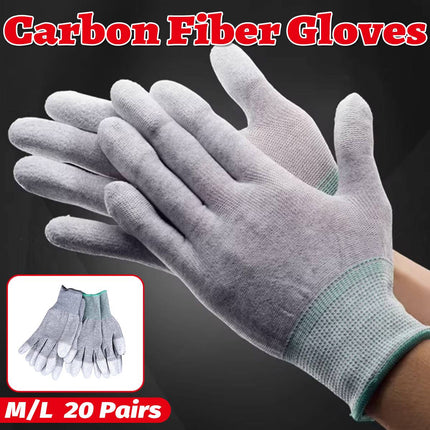 20 Pairs Anti Static Carbon Fibre PU Coated Gloves Electronics Assembly Use Pro
