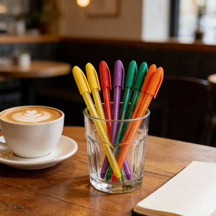 10pcs Smooth Writing Ballpoint Pens Writing Instrument Office Supplies 5Colours