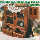 Vintage Display Cabinet Wooden Storage Box with Acrylic Doors Drawers