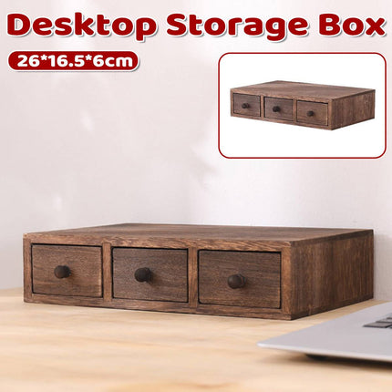 Wooden Riser With Drawer Desktop Storage Shelf Organizer For Office Supplies
