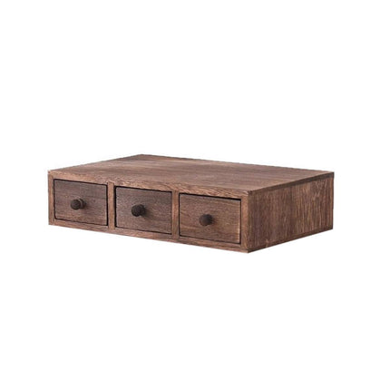 Wooden Riser With Drawer Desktop Storage Shelf Organizer For Office Supplies