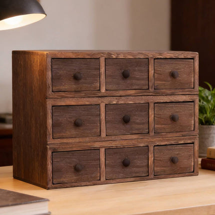 Wooden Riser With Drawer Desktop Storage Shelf Organizer For Office Supplies