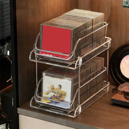 CD DVD Storage Rack Desktop Vinyl Record Holder Album Display Shelf Case