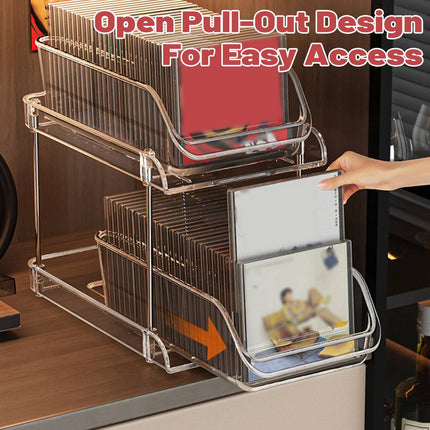 Store Retail Cd Rack CD DVD Storage Rack 2 Tier Desktop Media Organizer | Aimall