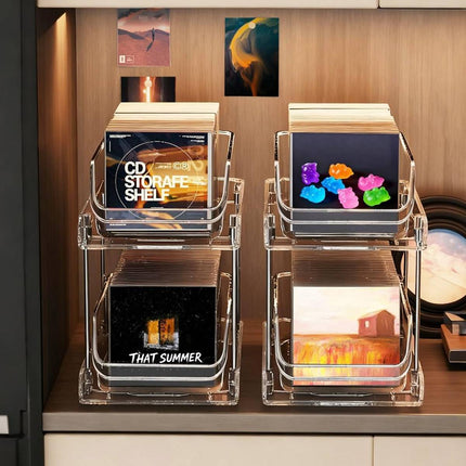 CD DVD Storage Rack Desktop Vinyl Record Holder Album Display Shelf Case