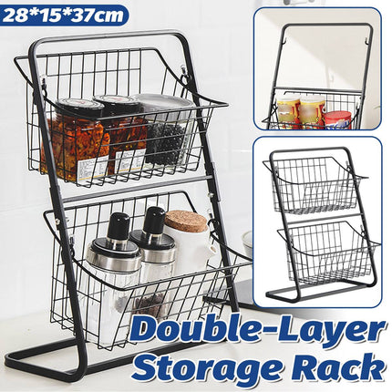 2-Tier Kitchen Storage Rack - Detachable Wire Basket Countertop Organiser
