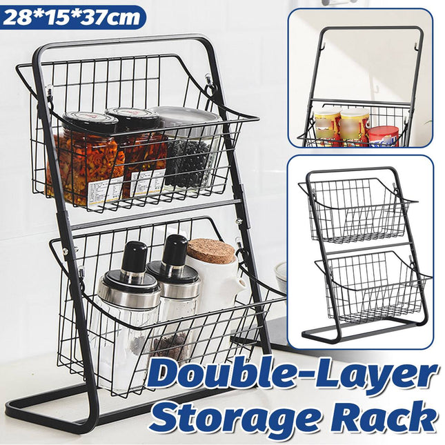 2-Tier Kitchen Storage Rack - Detachable Wire Basket Countertop Organiser