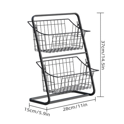 2-Tier Kitchen Storage Rack - Detachable Wire Basket Countertop Organiser