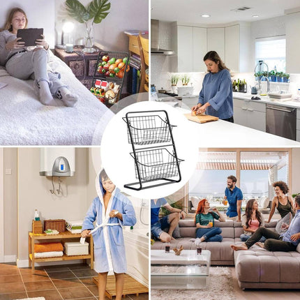 2-Tier Kitchen Storage Rack - Detachable Wire Basket Countertop Organiser