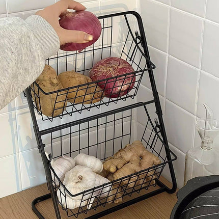 2-Tier Kitchen Storage Rack - Detachable Wire Basket Countertop Organiser