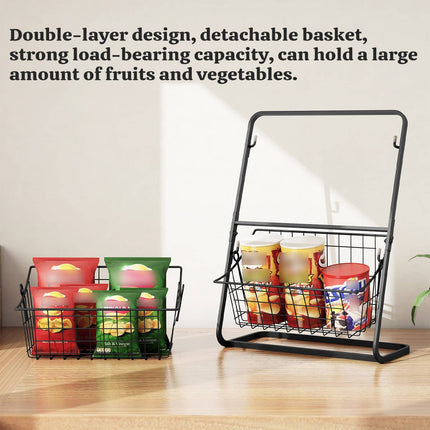 2-Tier Kitchen Storage Rack - Detachable Wire Basket Countertop Organiser
