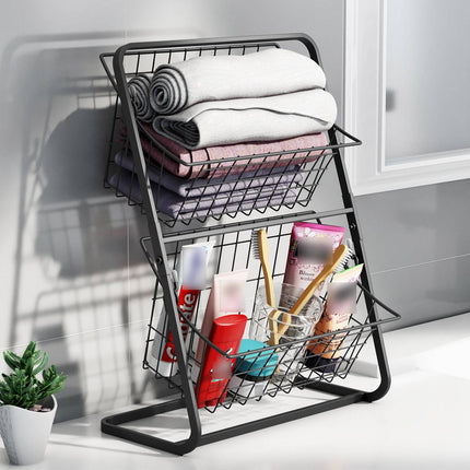 2-Tier Kitchen Storage Rack - Detachable Wire Basket Countertop Organiser