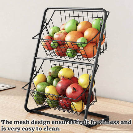 2-Tier Kitchen Storage Rack - Detachable Wire Basket Countertop Organiser