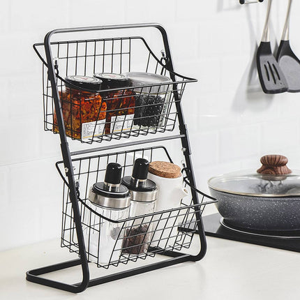 2-Tier Kitchen Storage Rack - Detachable Wire Basket Countertop Organiser