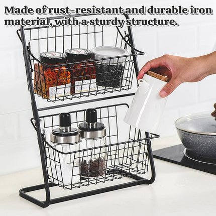 2-Tier Kitchen Storage Rack - Detachable Wire Basket Countertop Organiser