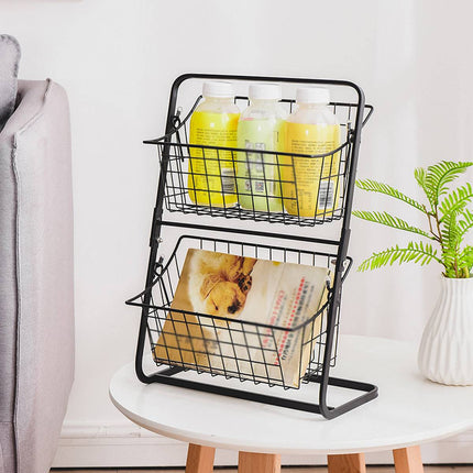 2-Tier Kitchen Storage Rack - Detachable Wire Basket Countertop Organiser